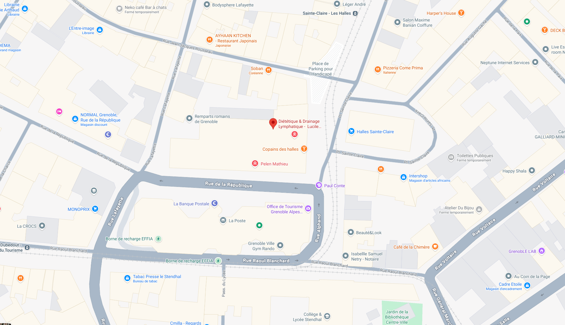 Carte – Cabinet Lucile Le Pocreau, 16 place Sainte-Claire Grenoble